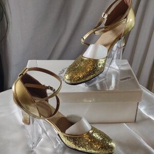 New In Box - Gold Glitter Strappy Heels - Size US 6.5 / EU 37
